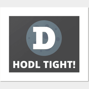 Dogecoin to the Moon HODL Tight Moon Design 1 Posters and Art